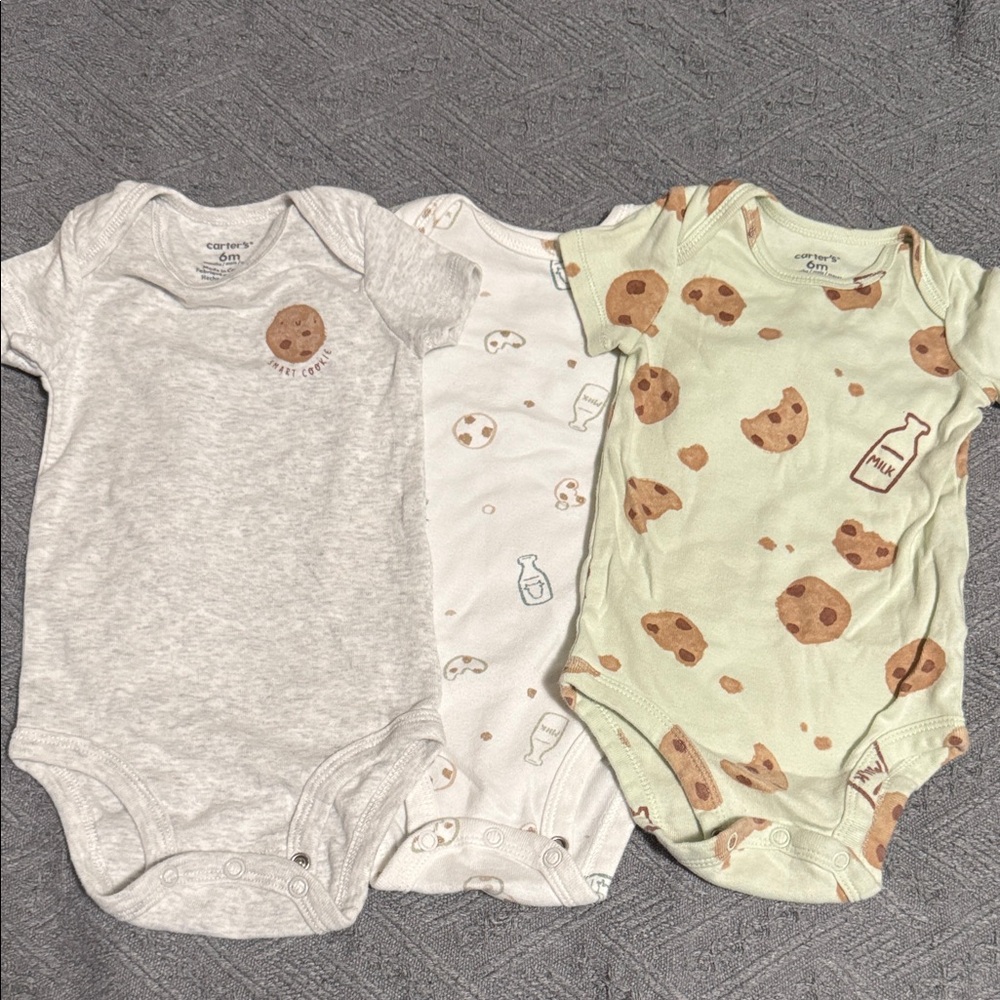 Carter's Baby Cookie Print One-Piece Bodysuit - Gray, White, Mint